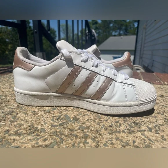 Women’s Rose Gold Adidas Superstar Sneakers - Picture 8 of 10
